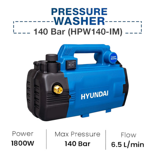 Hyundai Induction Motor Pressure Washer - 140 Bar - 100% Copper