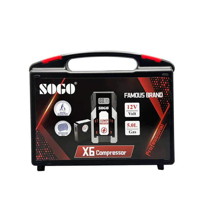 Sogo - Battery Jump Starter With Air Compressor - 6000Mah